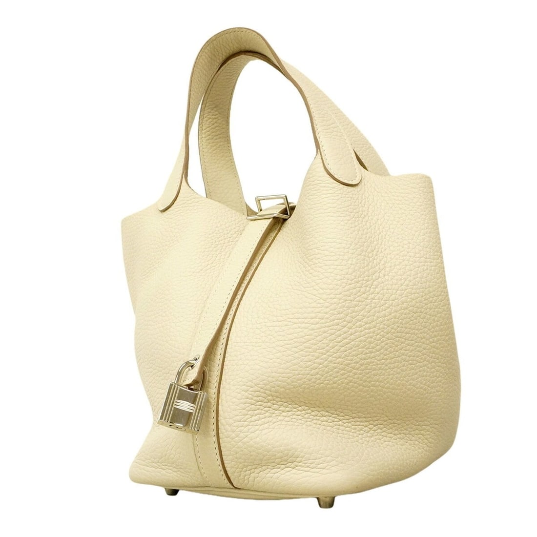 Hermes Picotin Lock PM handbag, Taurillon Clemence leather, Craie, Z stamp, women's.