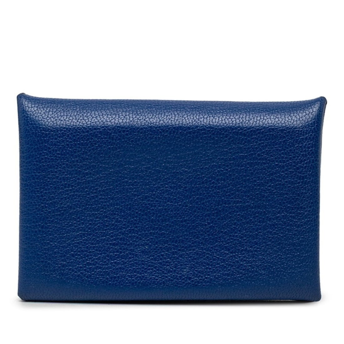 Hermes Calvi Business Card Holder/Card Case, Blue Chevre Leather, Women's