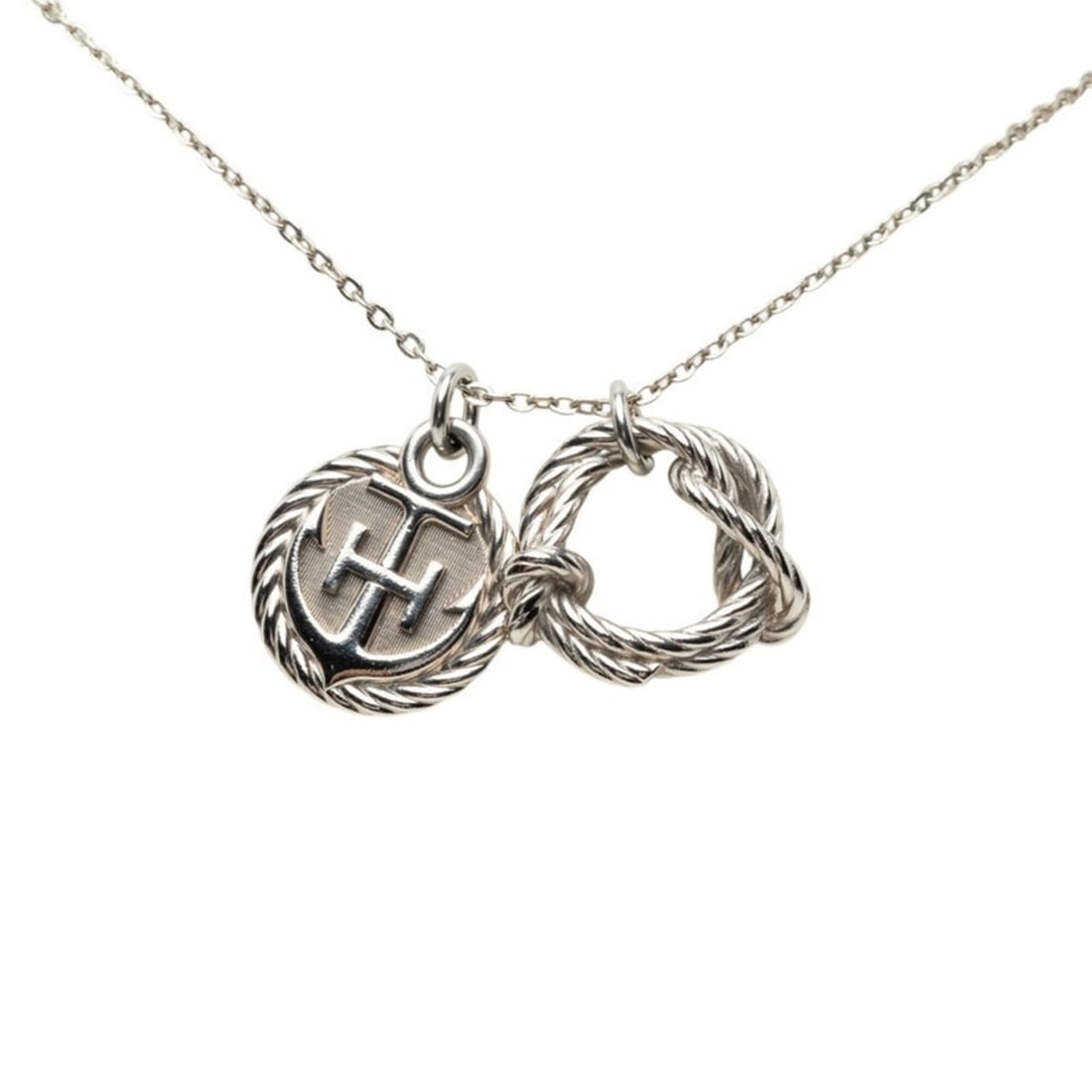 Hermes Cordage Rope Necklace, Silver Metal, Women's