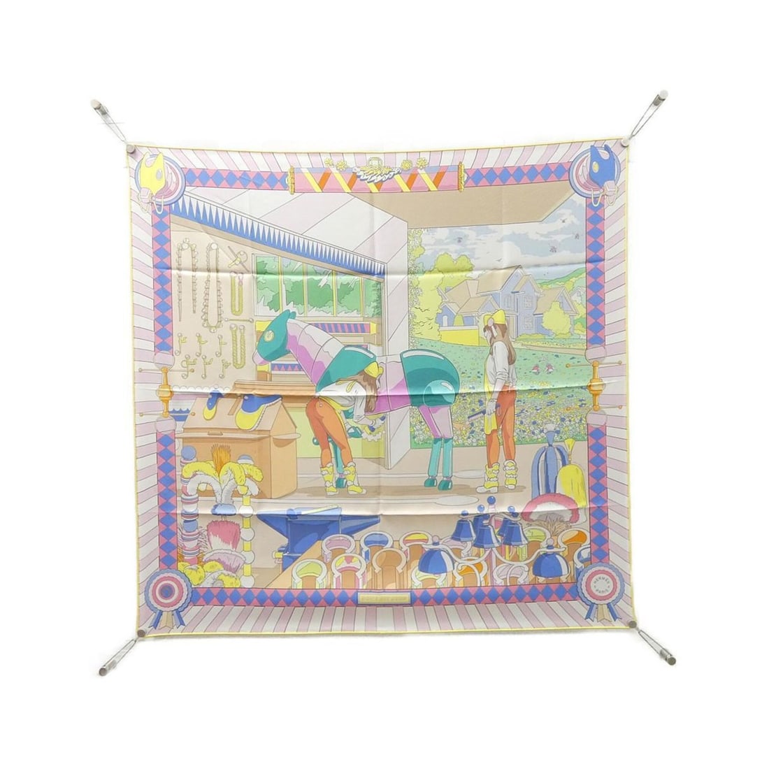 Hermes PONY PIT STOP Carre Double Face Scarf Muffler