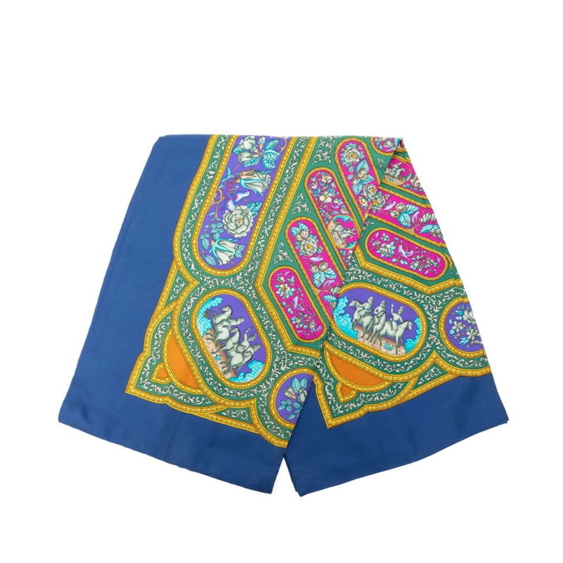 Hermes Qalamdan scarf/muffler, blue silk, women's.