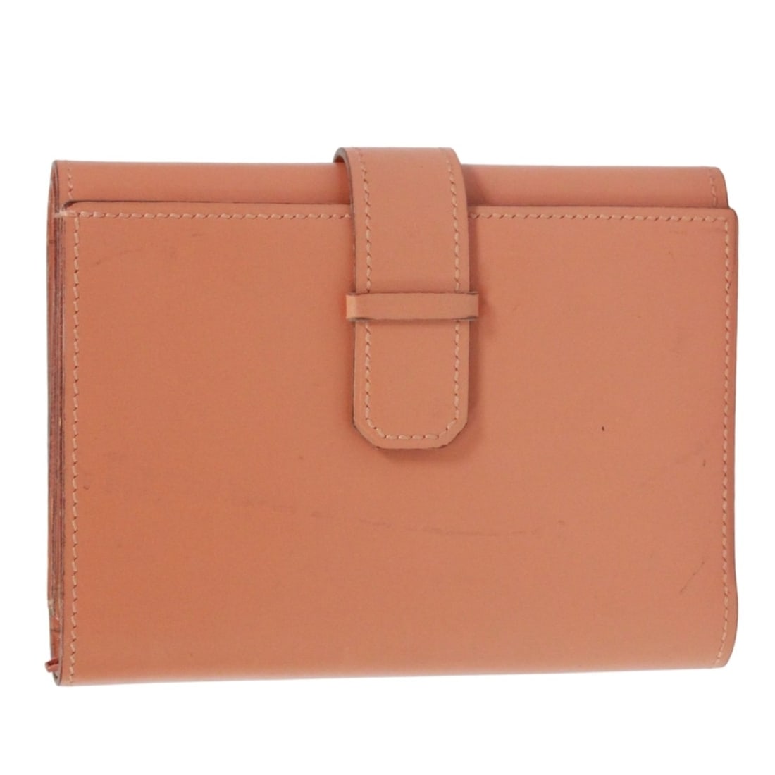 HERMES Jura Bi-fold Wallet, Box Calf Leather, Beige, Men's & Women's