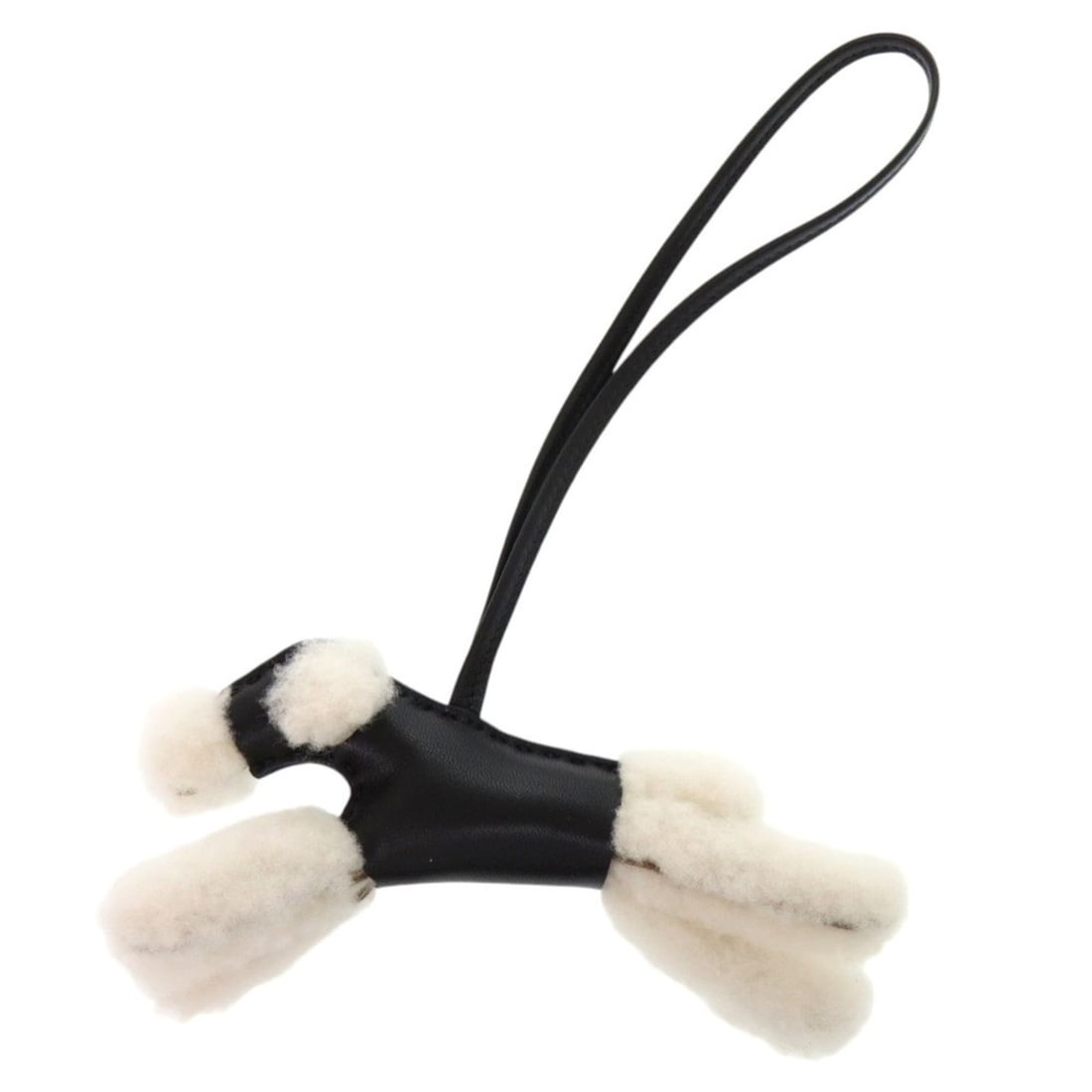 Hermes Badie Mouton Agneau Milo Black Z Stamp (2021) Accessory Bag Charm 0491 HERMES