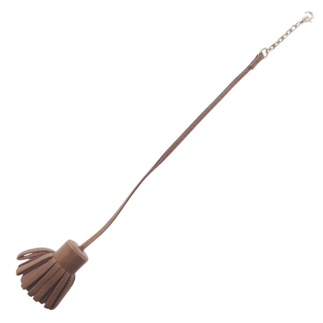 Hermes Carmenchita Grand Pompon 20 Agneau Milo Etoupe Keychain Brown 0318HERMES