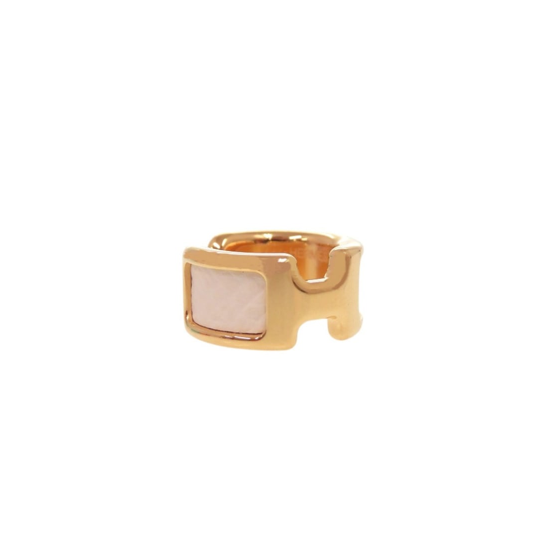 Hermes Olympe PM Leather Plated White Gold Ear Cuff (Single Earring) 0459HERMES
