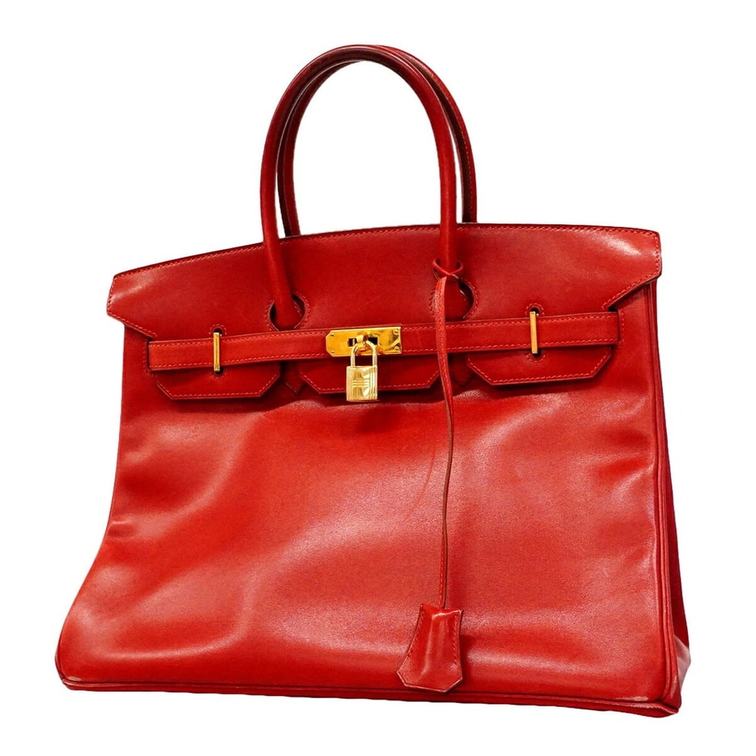 Hermes Birkin 35 Handbag, Box Calf Leather, Red, with ?Y stamp, Women's.: --- Catalog ---Category: SizeSize (HxWxD): 26cm x 34cm x 17cm / 10.23'' x 13.38'' x 6.69''Category: DesignType: HandbagColor: Red colorGender: WomenMaterial: Box calf leather Hardware Color: GoldCateg