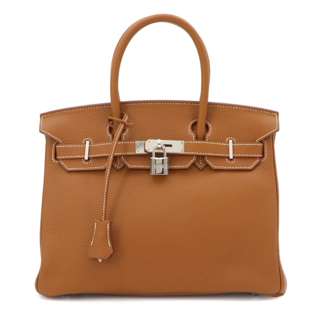 Hermes Birkin 30 Taurillon Clemence Gold Handbag ?N Stamp Silver Hardware: --- Catalog ---Category: SizeSize (HxWxD): 24cm x 29.5cm x 15cm / 9.44'' x 11.61'' x 5.9''Category: DesignType: HandbagColor: BrownGender: WomenMaterial: Taurillon clemence leather Category: GeneralBr