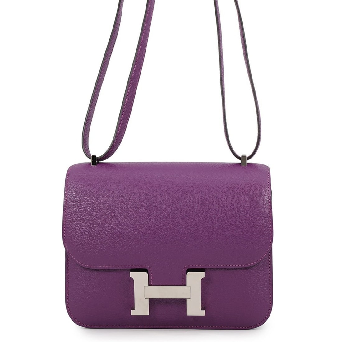 Hermes Shoulder Bag Mini Constance 3 Verso Anemone Cassis Chevre Mysore U Stamp HERMES Handbag