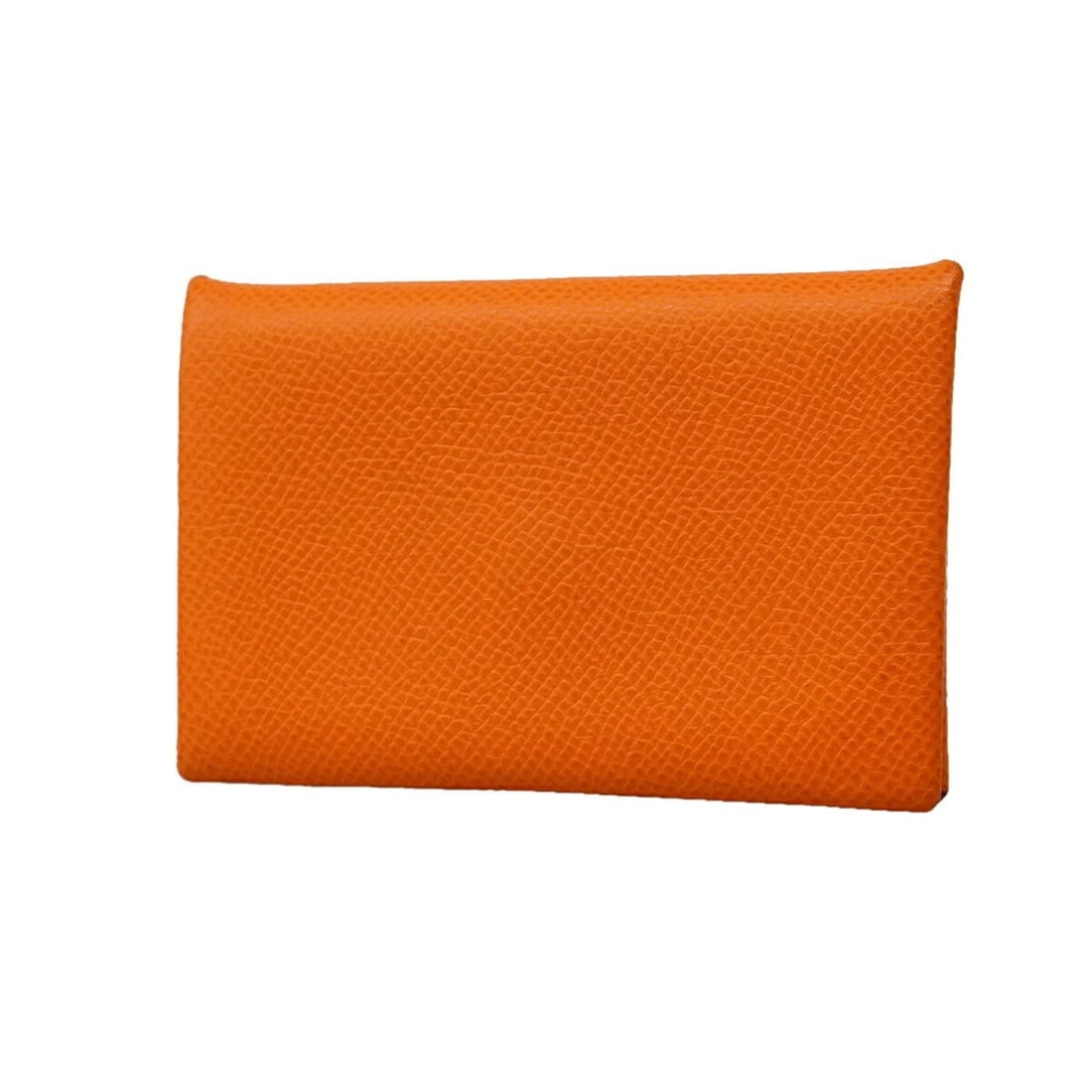 Hermes Calvi Verso Wallet/Coin Case, Veau Epsom Leather, Orange Mini An, Celeste, B Stamp, (1 of 8)