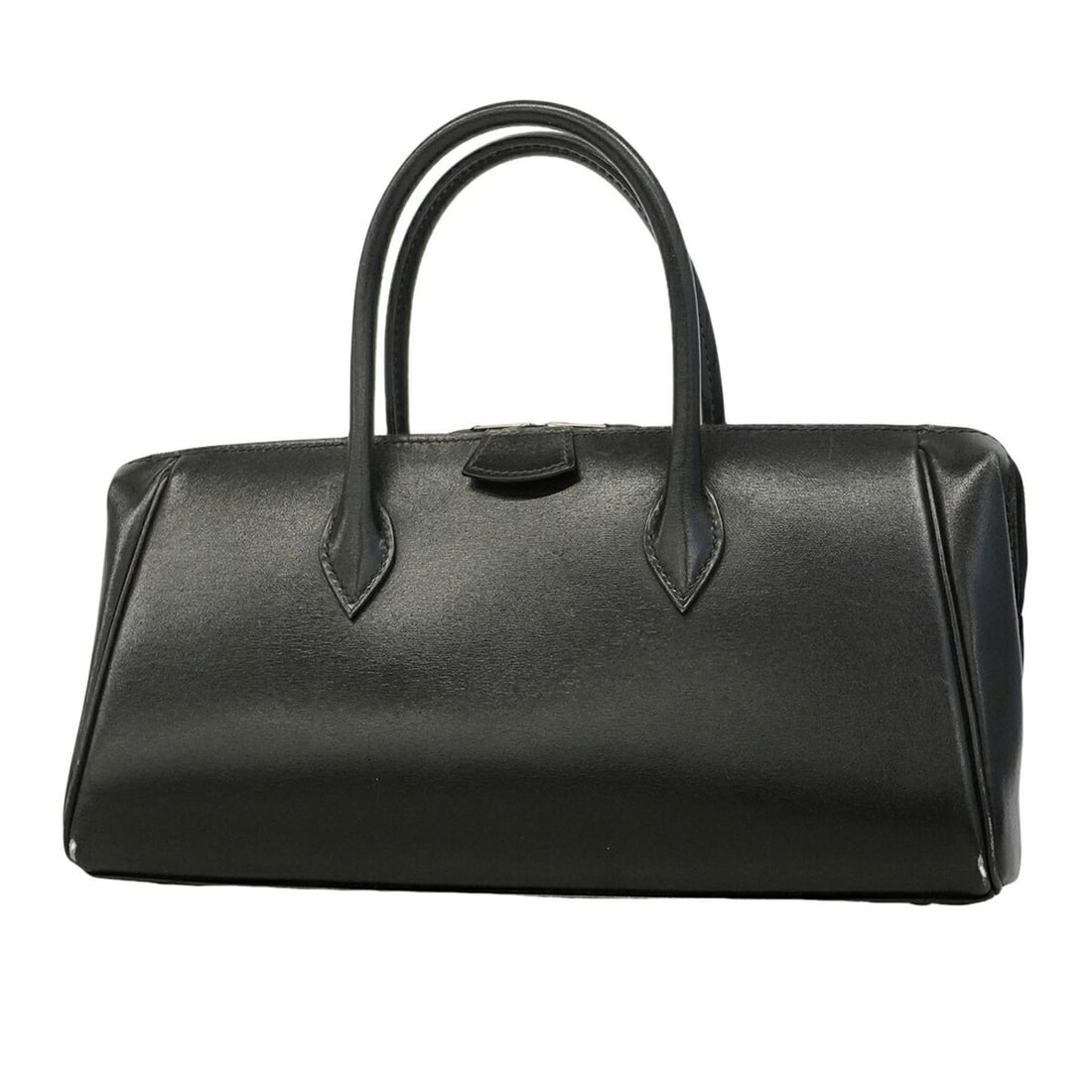 Hermes Paris Bombay 27 Handbag, Box Calf Leather, Black/Natural, ?J Stamp, Women's