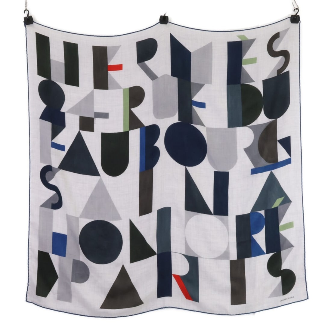 HERMES JeudAdresse Cashmere x Silk Carre 100 Scarf/Muffler, Gray, Women's, Excellent Condition
