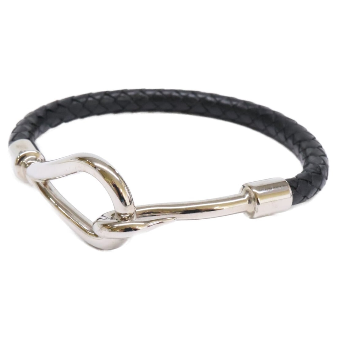 HERMES Jumbo H Leather Bracelet, Black and Silver, Women's: --- Catalog ---Category: SizeLength: 18.5cm / 7.28''Category: DesignType: Charm braceletColor: Black, SilverGender: WomenMaterial: LeatherCategory: GeneralBrand: Hermes--- Item List ---Section: Condit