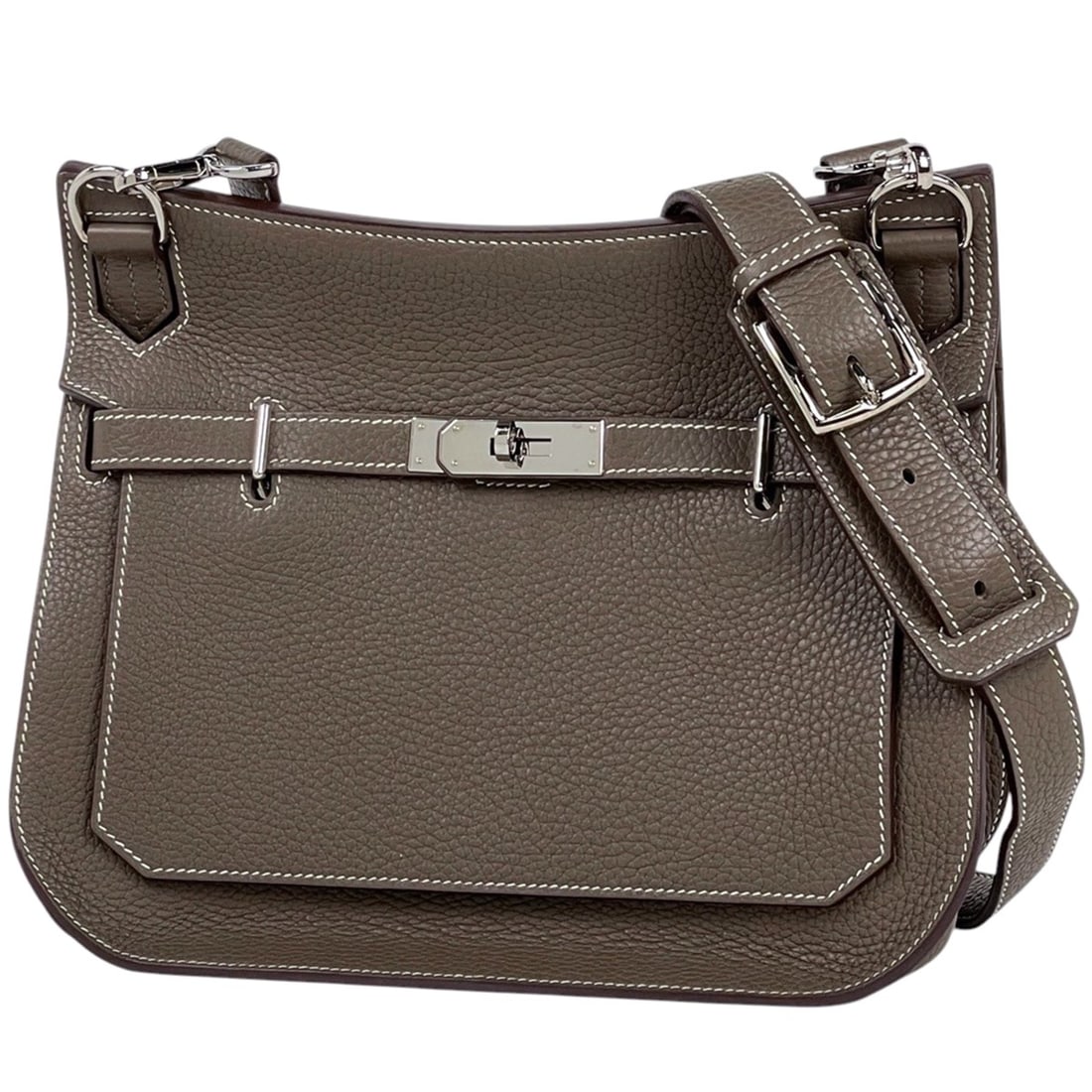 Hermes Jypsiere 28 Shoulder Bag, Taurillon Clemence Leather, Etoupe, Y, Women's