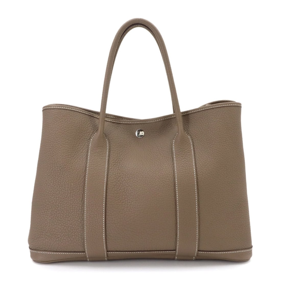 Hermes Garden PM Tote Handbag, Negonda Etoupe, Silver Hardware, A Stamp.
