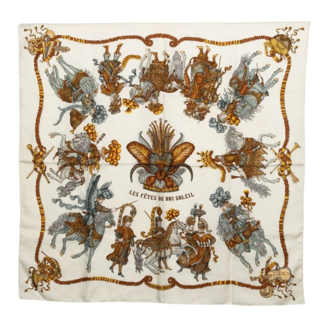 Hermes Carre 90 LES FETES DU ROI SOLEIL (Celebration of the Sun King) Scarf/Muffler,