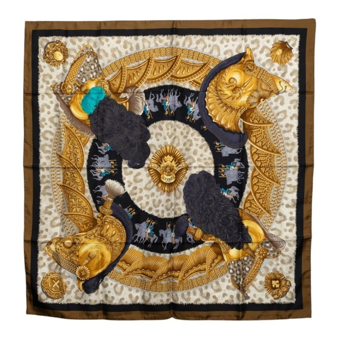 Hermes Carre 90 CASQUES et PLUMETS (Helmets Without Faces) Scarf/Muffler, Multicolor Silk, Women's (1 of 8)