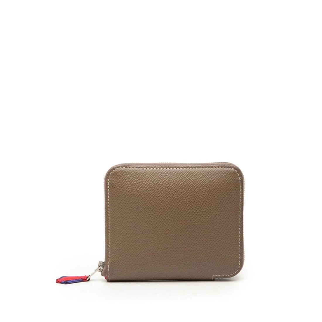 Hermes Azap Silk In Compact Wallet/Coin Case, Brown with Silver Hardware, Veau Epsom Leather,