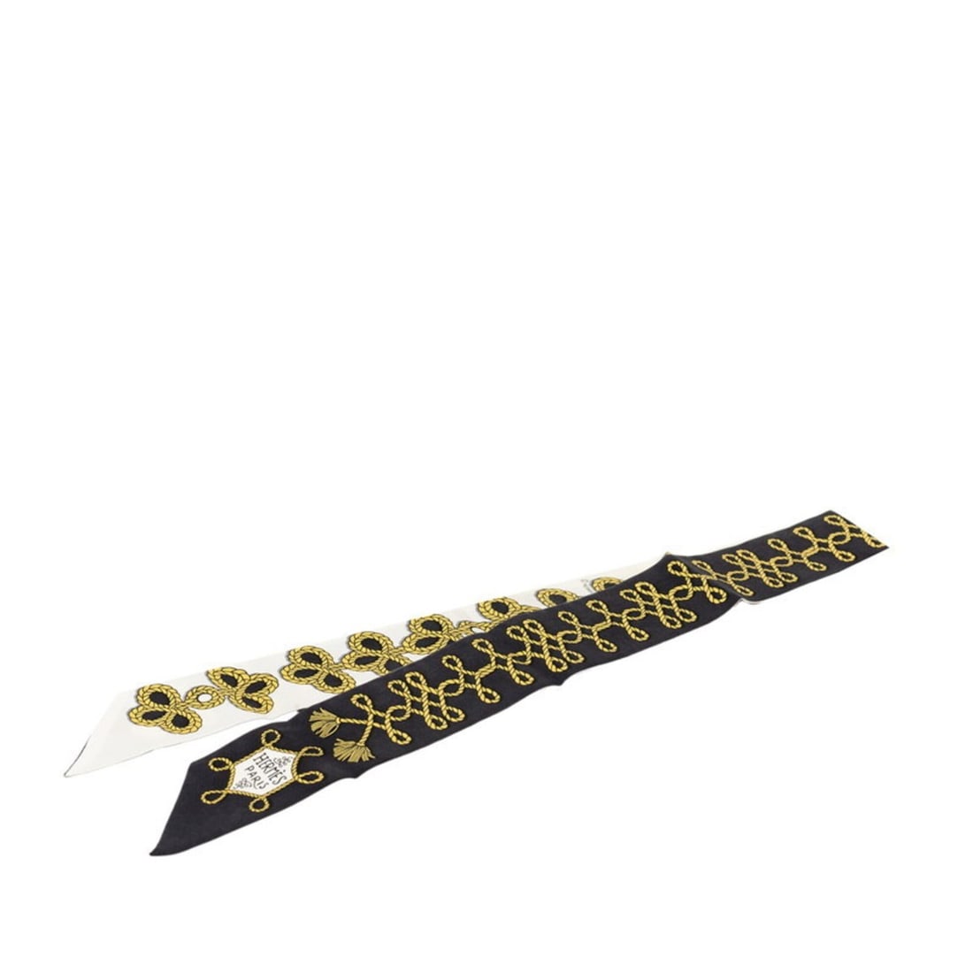 Hermes Twilly Galons et Brandebourgs (Aiguilloché and Brandenburg Trim) Scarf/Muffler, Black White