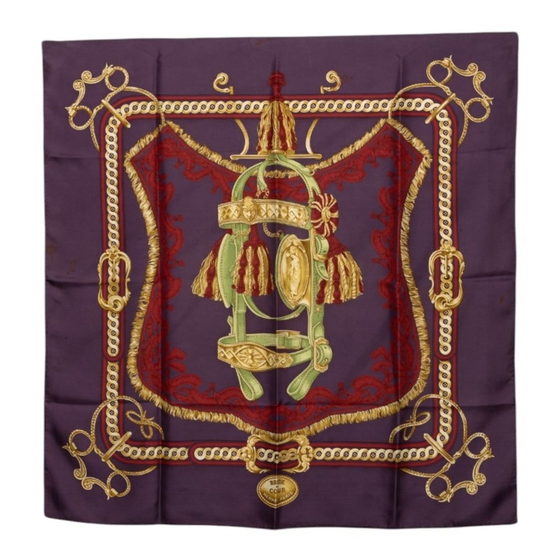 Hermes Carre 90 Bride de Cour (Court of Honor) Scarf/Muffler, Purple, Silk, Women's HERMES
