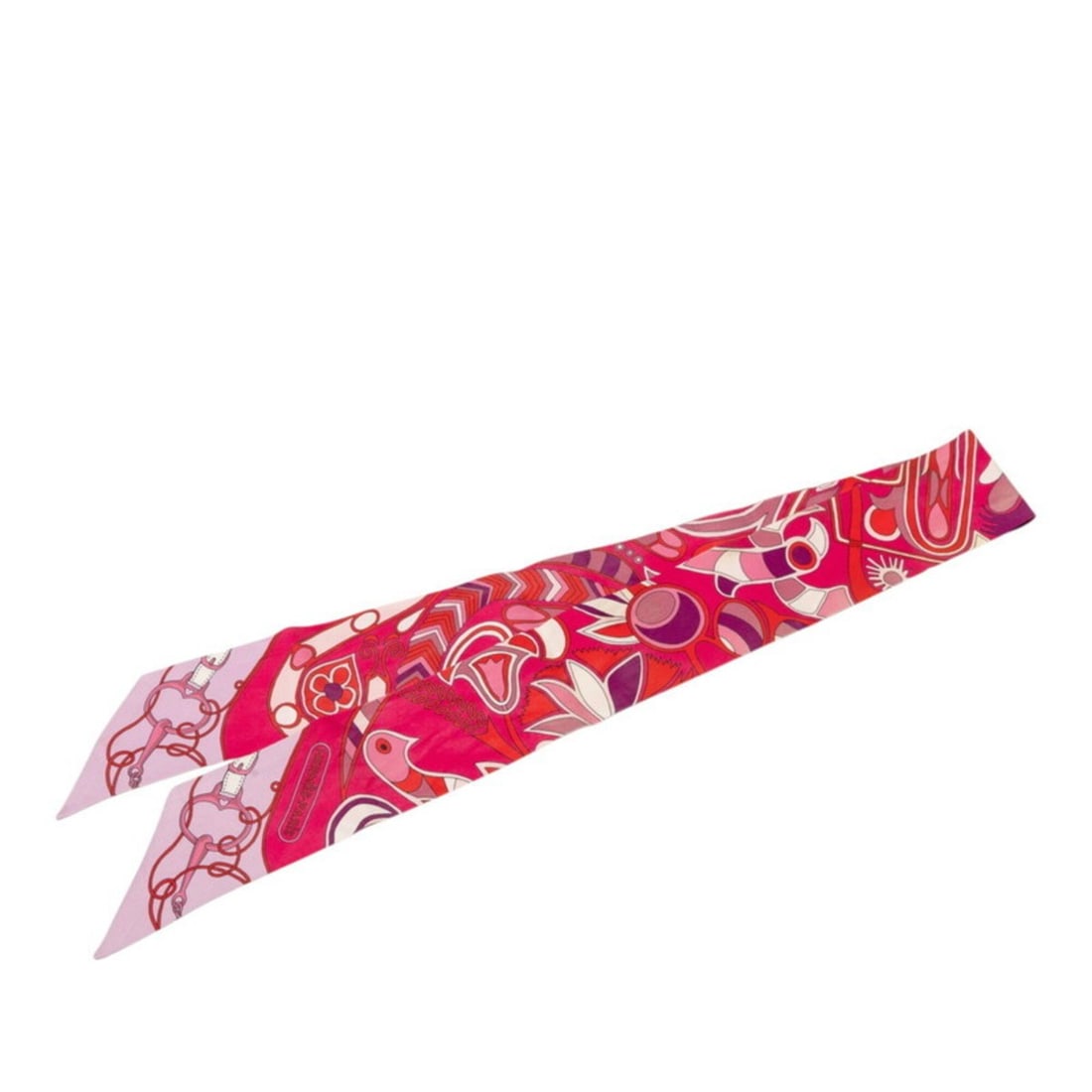 Hermes Twilly Folklore BE Fuchsia Rouge Rose Scarf Muffler Purple/Magenta Silk Women's HERMES