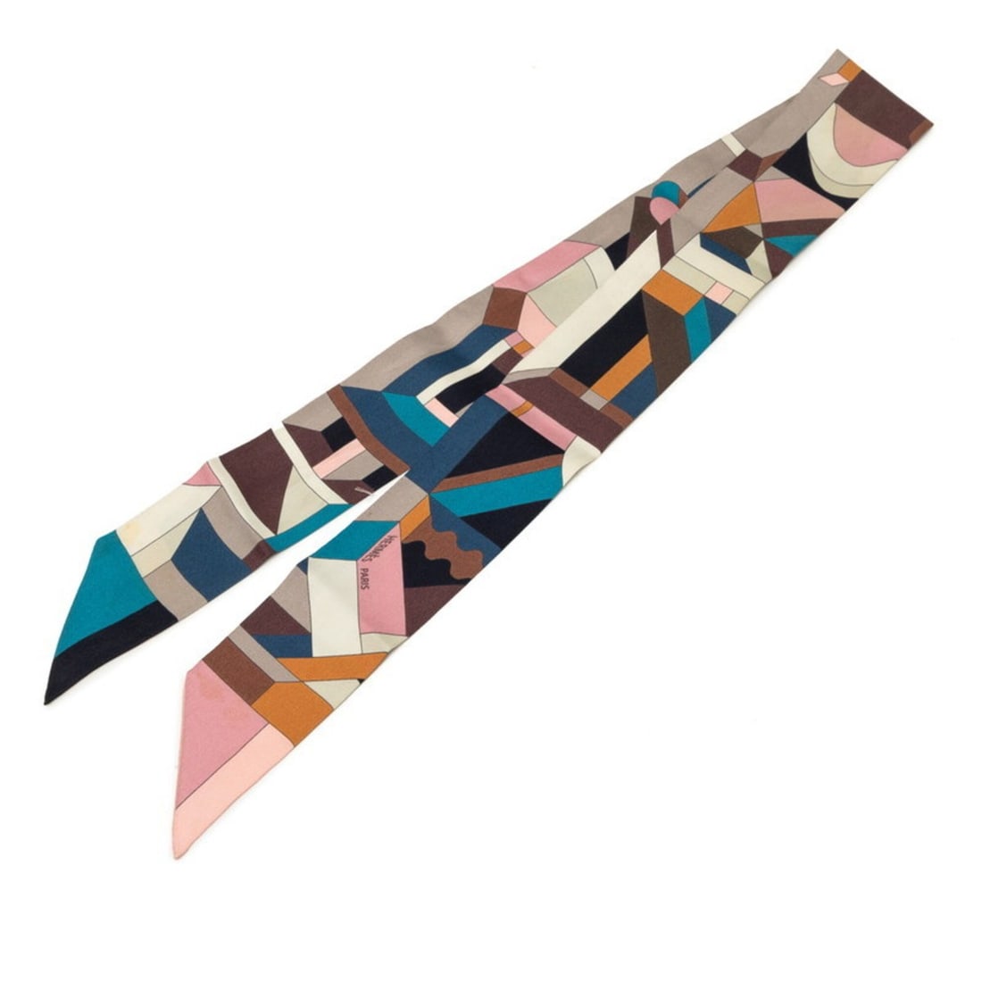 Hermes Twilly Perspective Cavaliere (Perspective of Equestrian) Scarf/Muffler, Multicolor Silk, (1 of 6)