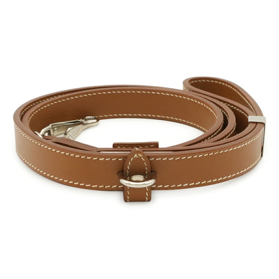 HERMES dog leash, pet walking Courchevel leather, gold, light brown, ?B stamp
