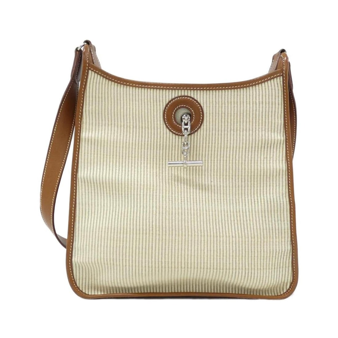 Hermes Vespa PM Shoulder Bag: --- Catalog ---Category: SizeSize (HxWxD): 31cm x 27cm x 8cm / 12.2'' x 10.62'' x 3.14''Category: DesignType: Shoulder bagColor: Brown, FauveMaterial: Crinoline , Barenia leather Category: