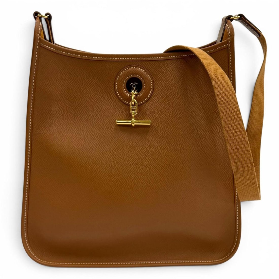 HERMES Vespa PM Gold Courchevel Leather Shoulder Bag with Hardware, ?B Stamp, Made in France,