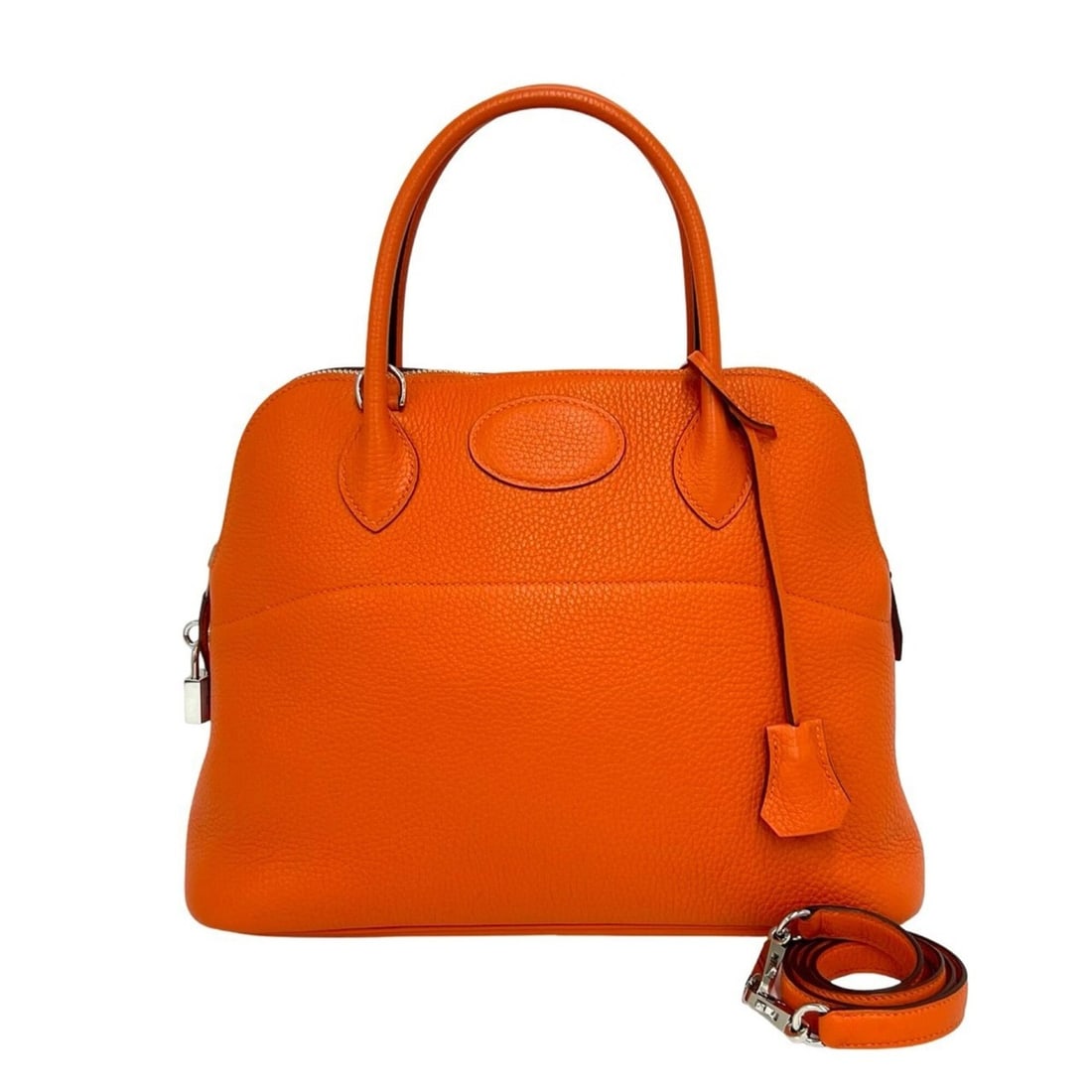 HERMES Bolide 31 Taurillon Clemence Leather 2-way Handbag/Shoulder Bag Orange 192-5