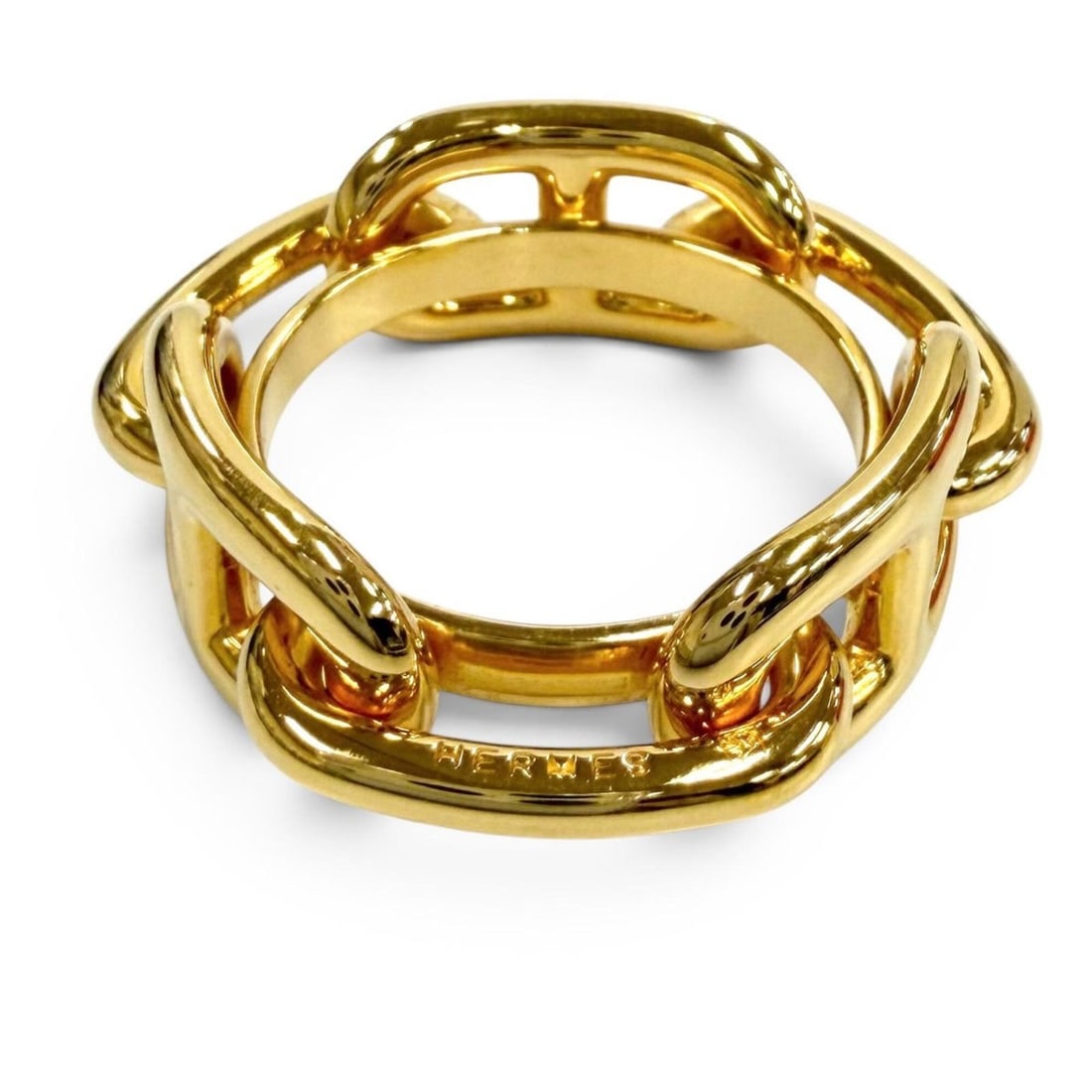 HERMES Hermes Scarf Ring 90 Legato Lucade Chaine d'Ancre Gold Women's with Box: --- Catalog ---Category: DesignType: Scarf ringColor: GoldGender: WomenCategory: GeneralBrand: HermesCategory: Physical PropertiesSize (HxWxD): 1cm x 3cm / 0.39'' x 1.18''--- Item List ---Section: Con