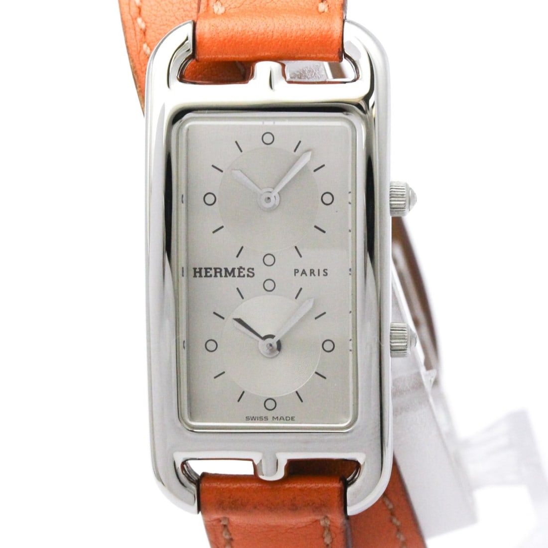HERMES Cap Cod Deux Zones Steel Double Tour Watch CC3.210 Polished (1 of 9)