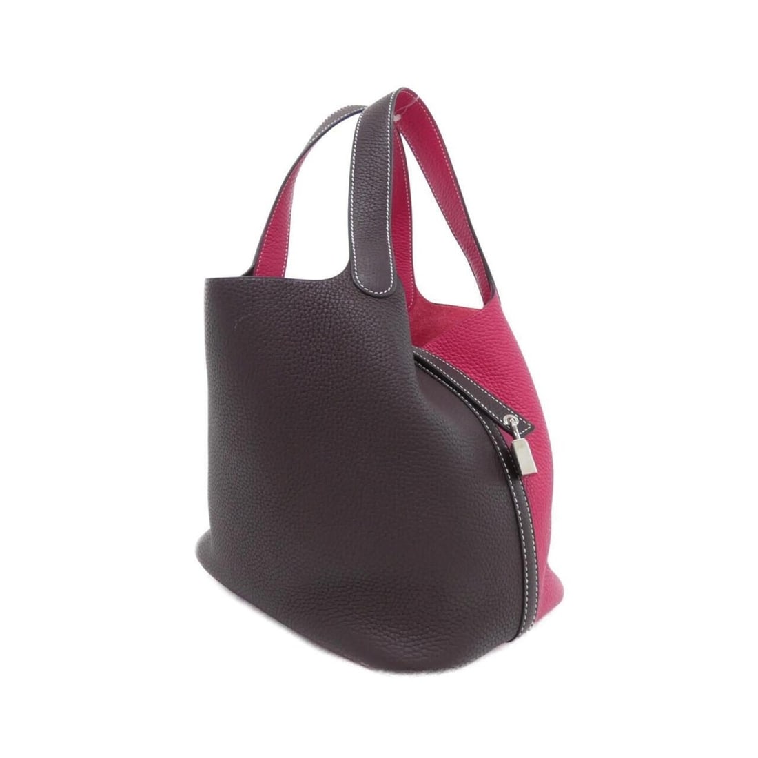 Hermes Picotin Lock Casaque MM 064428CK Handbag: --- Catalog ---Category: SizeSize (HxWxD): 22cm x 23cm x 17cm / 8.66'' x 9.05'' x 6.69''Category: DesignType: HandbagColor: Brown, PinkGender: WomenMaterial: Taurillon clemence leather Category: