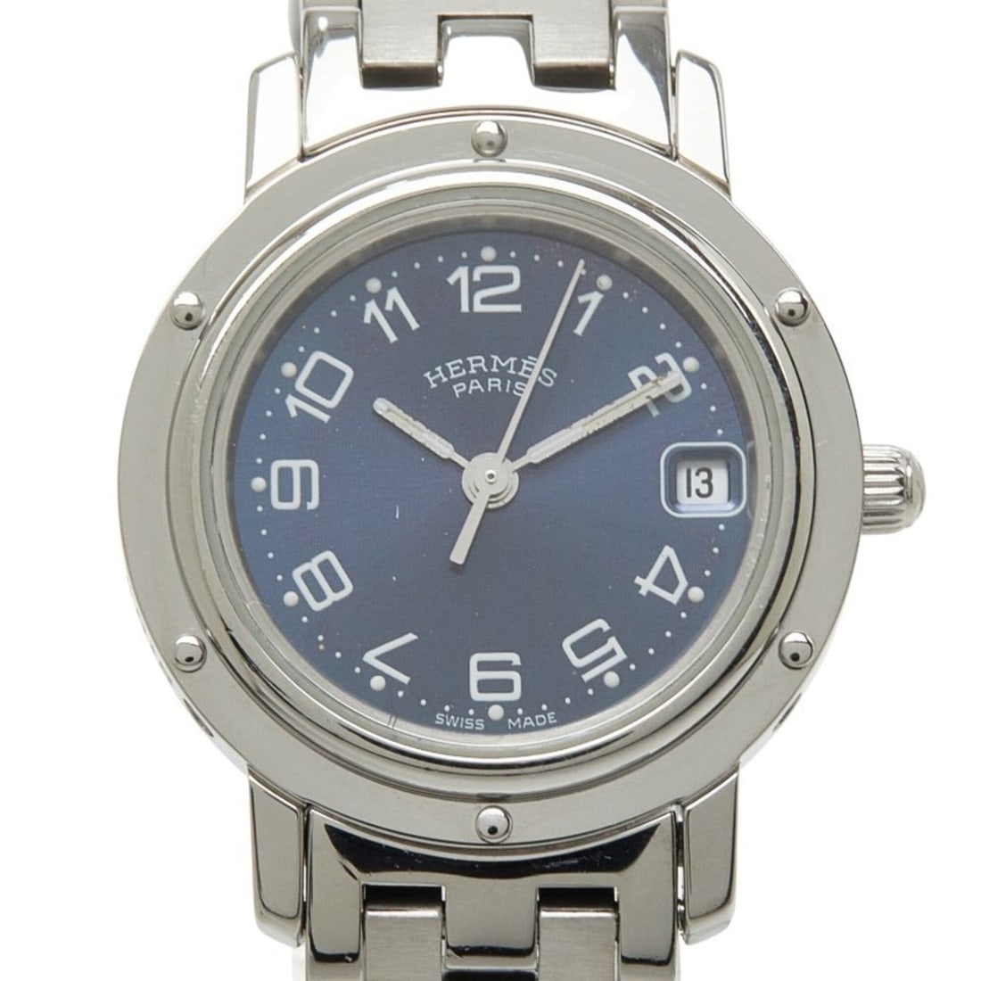 Hermes Clipper watch CL4.210 quartz navy dial stainless steel women's HERMES