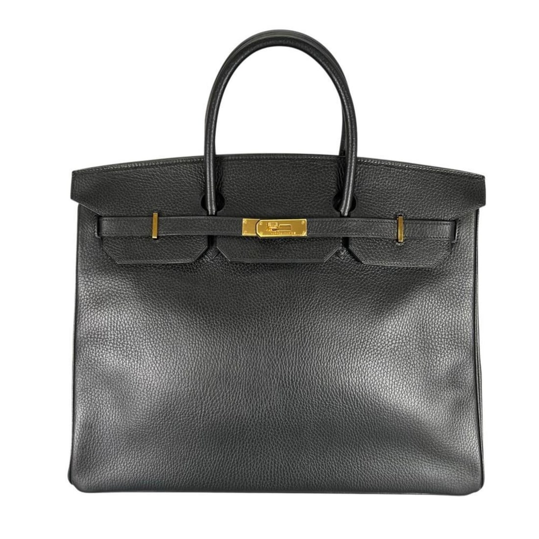 Hermes Birkin 35 handbag for women, gold hardware, HERMES Taurillon leather, black, 1990.