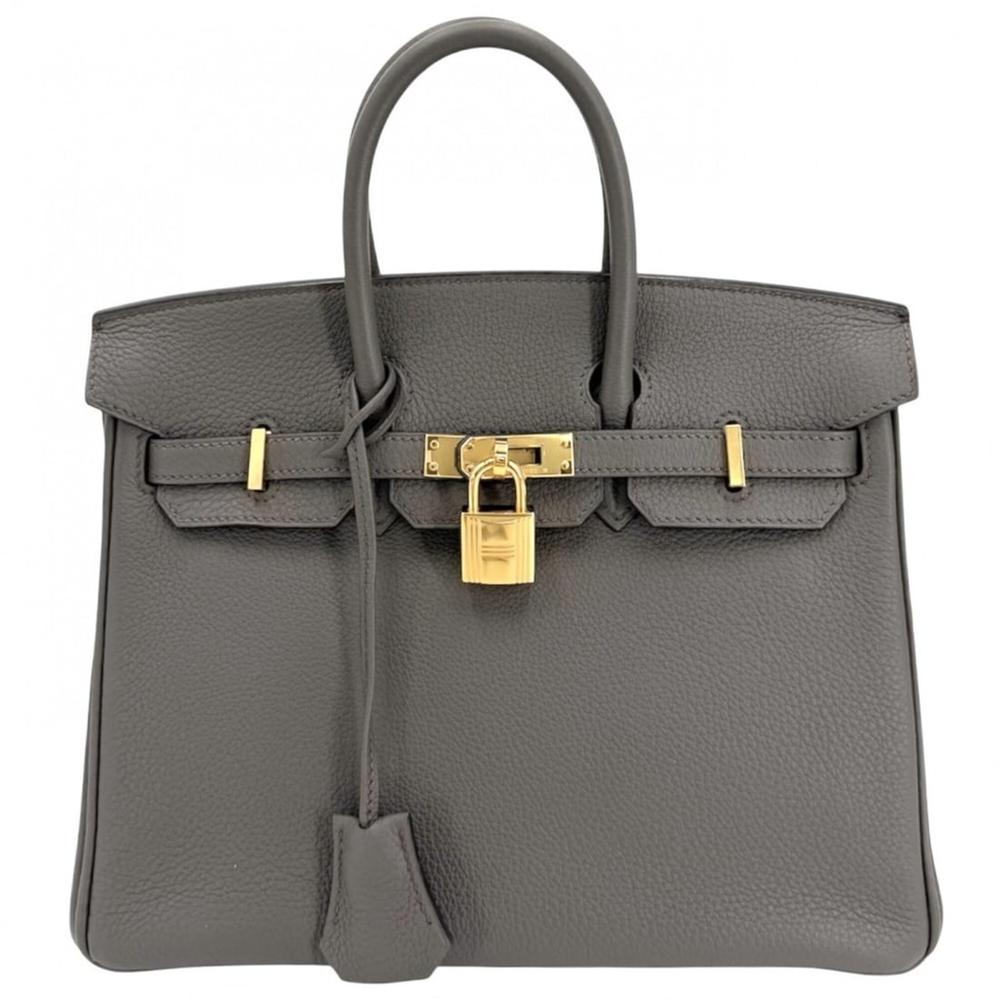 Hermes Birkin 25 handbag for women, with internal stitching, HERMES U stamp, gray leather, gold