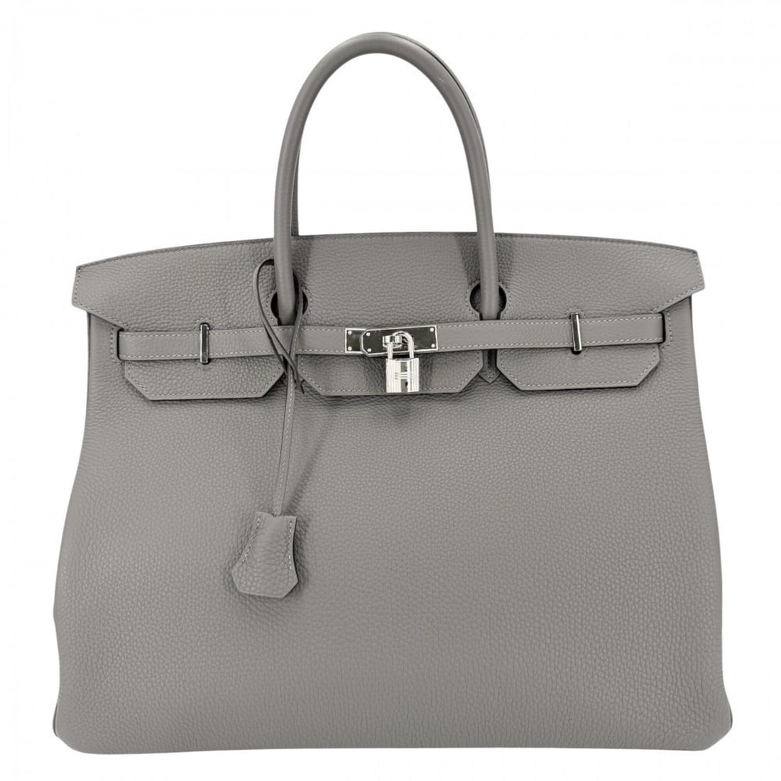 Hermes Birkin 40 Handbag for Men and Women, Gray, with Inside Stitching, HERMES W Stamp, Togo