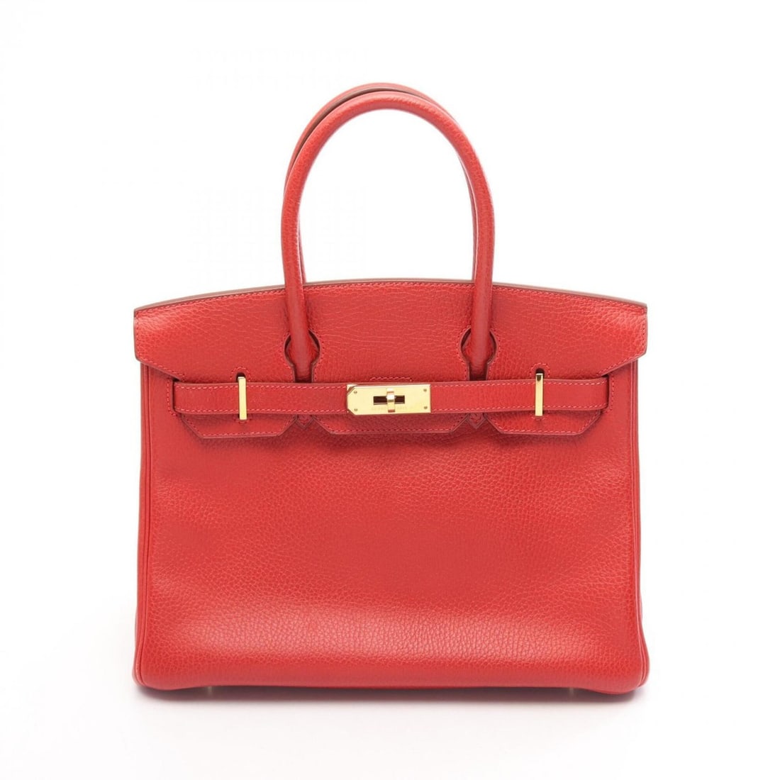 Hermes Birkin 30 Rouge Vif Handbag, Leather, Ardennes Women's, Red