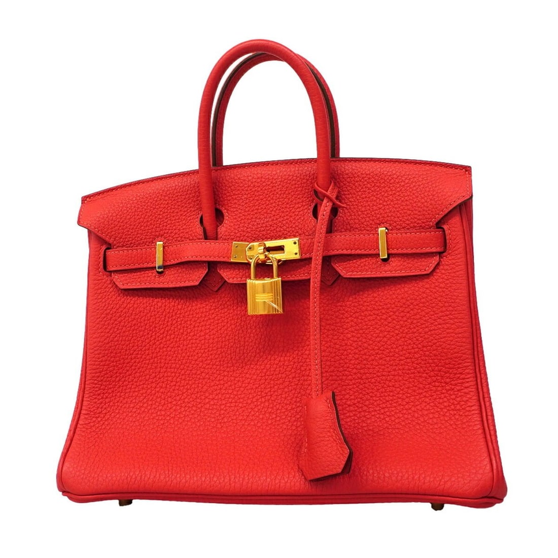 Hermes Birkin 25 Togo Leather Handbag, Rouge Pivoine, T Stamp, Women's