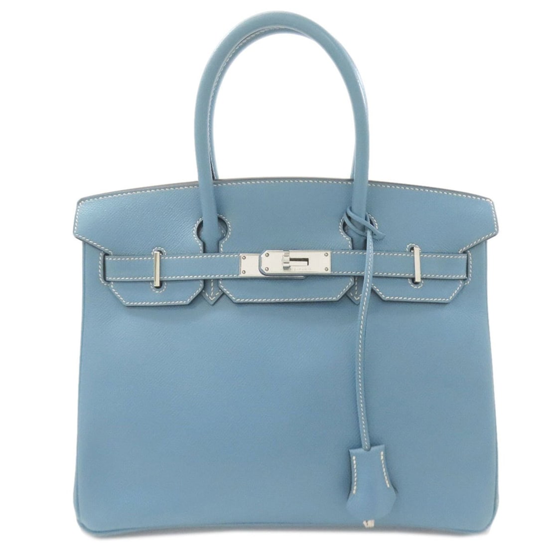Hermes Birkin 30 Blue Jean Silver Hardware Handbag Epsom Leather Women's HERMES