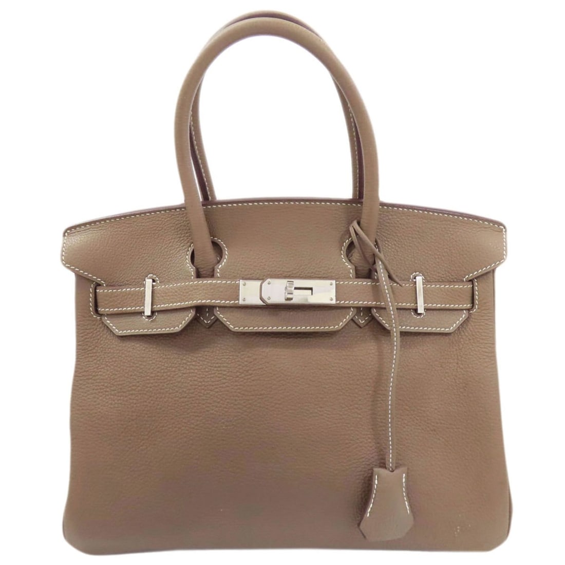 Hermes Birkin 30 Etoupe Silver Hardware Handbag Taurillon Leather Women's HERMES: --- Catalog ---Category: SizeSize (HxWxD): 22.5cm x 30cm x 16cm / 8.85'' x 11.81'' x 6.29''Category: DesignType: HandbagColor: Etoupe grayGender: WomenMaterial: Taurillon clemence leather Category: Ge