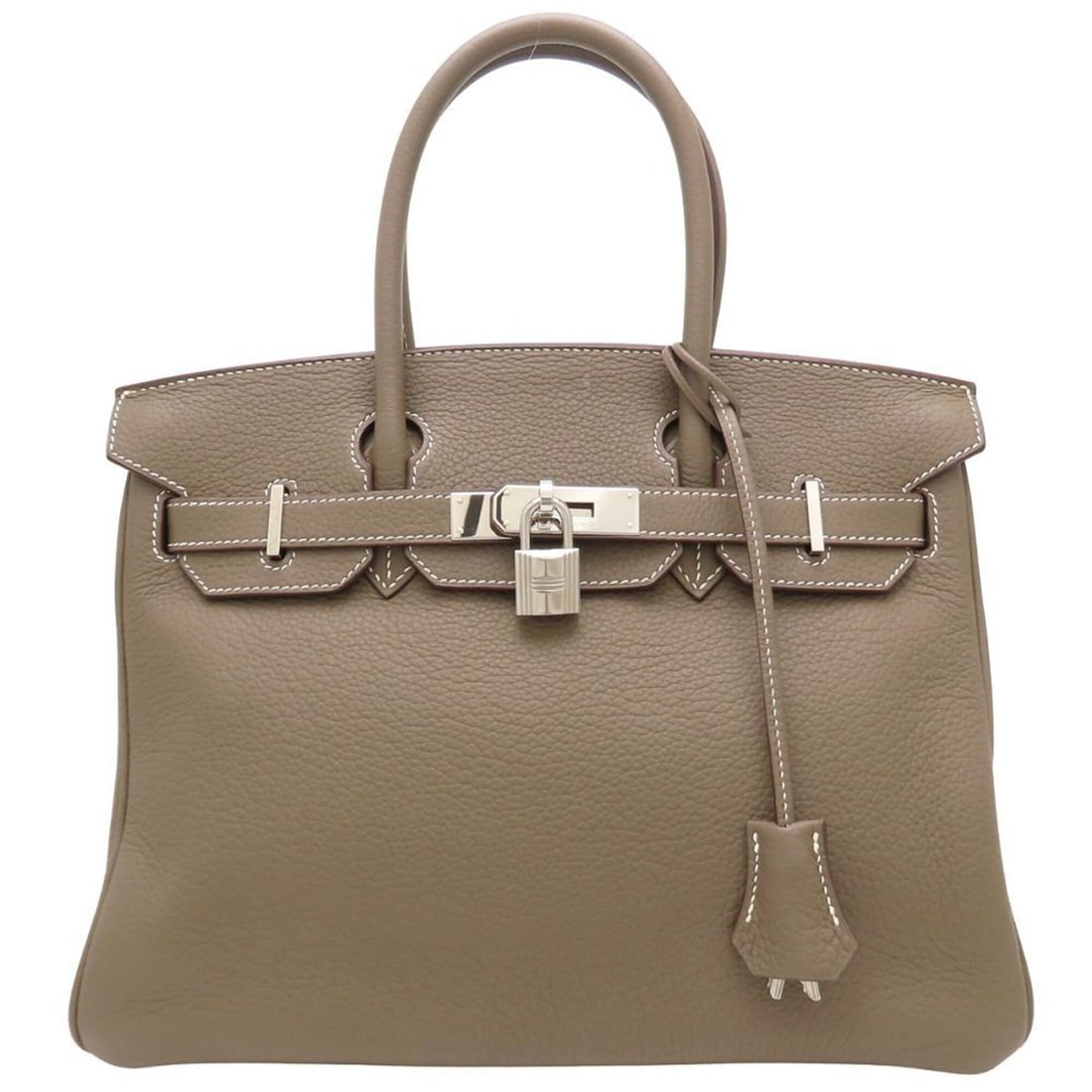 HERMES Birkin 30 Handbag, ?M stamp, 2009, Togo leather, Etoupe color, Silver hardware, Women's,: --- Catalog ---Category: SizeSize (HxWxD): 22cm x 30cm x 15.5cm / 8.66'' x 11.81'' x 6.1''Category: DesignType: HandbagColor: Etoupe grayGender: WomenMaterial: Togo leather Hardware Color: SilverCateg