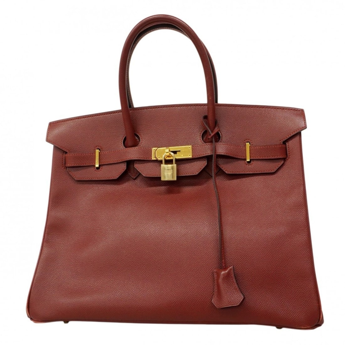 Hermes Birkin 35 handbag, Courchevel leather, Rouge H, ?B stamp, ladies'.: --- Catalog ---Category: SizeSize (HxWxD): 28cm x 35cm x 17.5cm / 11.02'' x 13.77'' x 6.88''Category: DesignType: HandbagColor: Rouge HGender: WomenMaterial: Courchevel leather Hardware Color: GoldCat