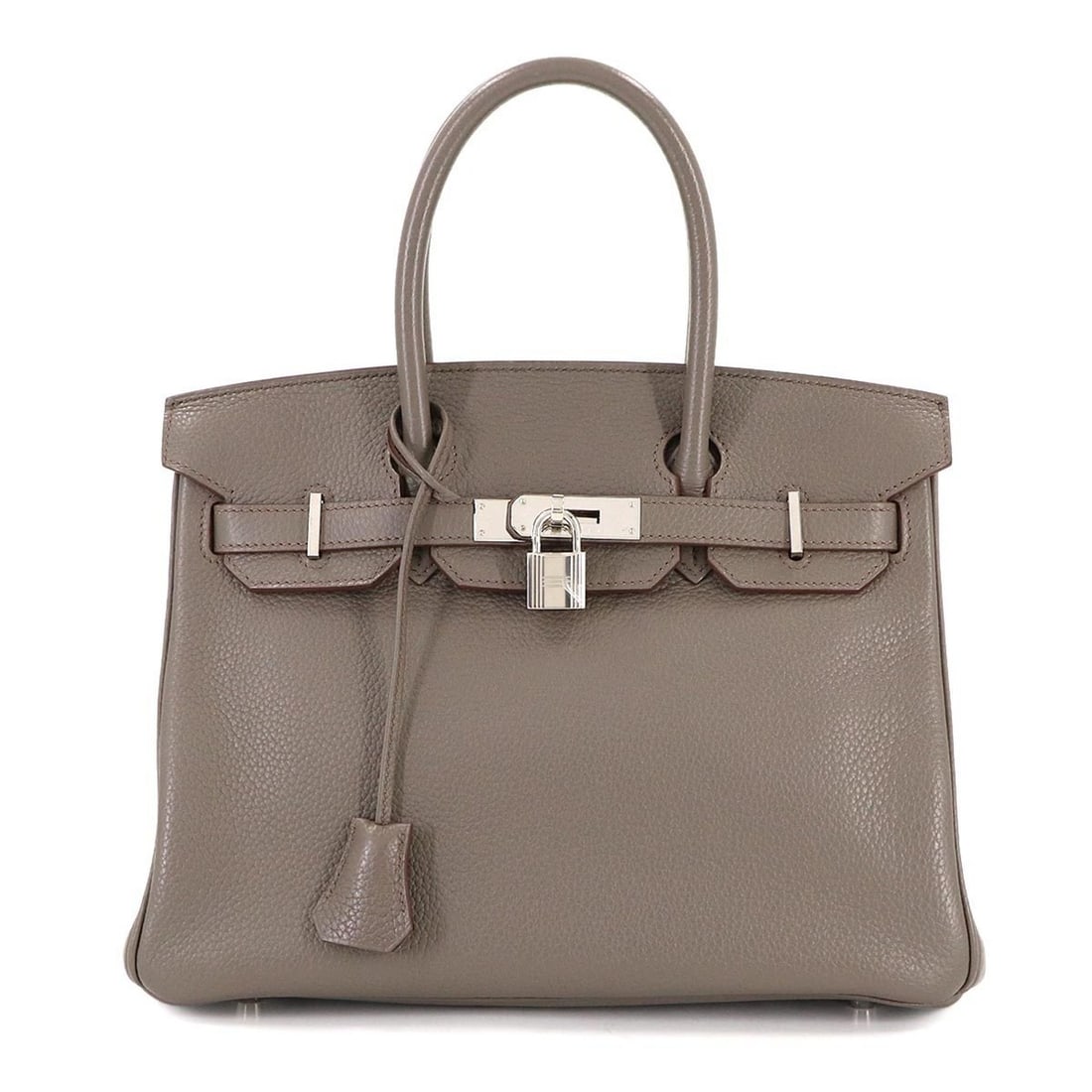 Hermes Hermès Birkin 30 Taurillon Clemence Etain Handbag with Silver Hardware, Stamped Q: --- Catalog ---Category: SizeSize (HxWxD): 25cm x 30cm x 15.5cm / 9.84'' x 11.81'' x 6.1''Category: DesignType: HandbagColor: EtainGender: WomenMaterial: Taurillon clemence leather Category: GeneralBr