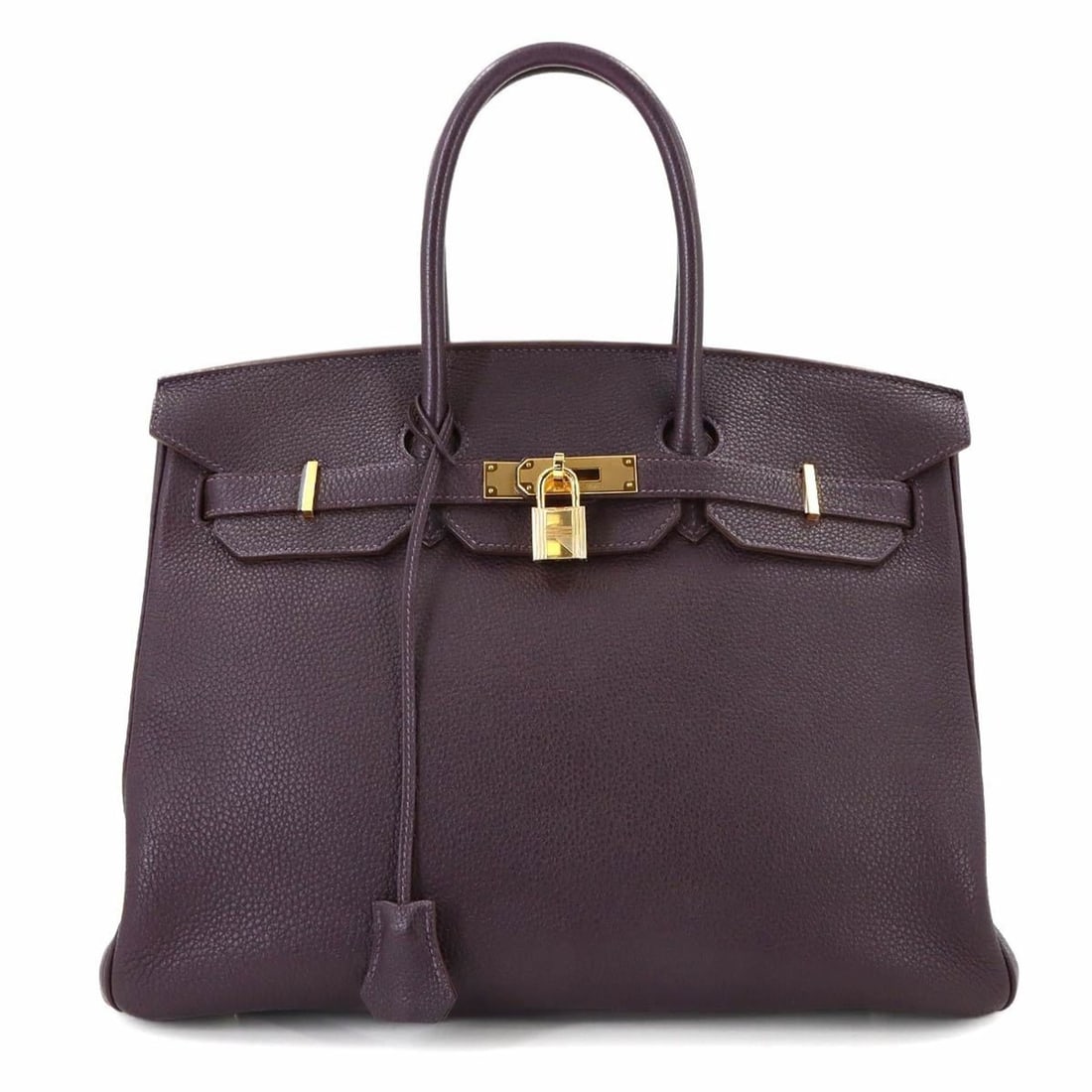 Hermes Birkin 35 Togo Raisin Handbag ?Q stamp Gold hardware Purple