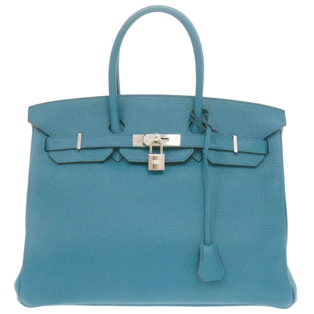 Excellent condition Hermes Birkin 35 in Taurillon Clemence leather, Blue Izmir, silver hardware,