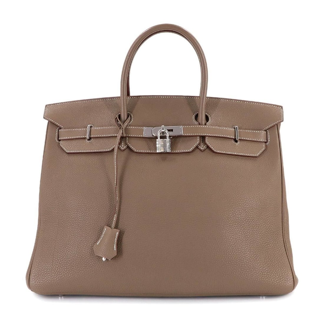 Hermes Hermès Birkin 40 Togo Etoupe Handbag, Silver Hardware, Stamped with "M"