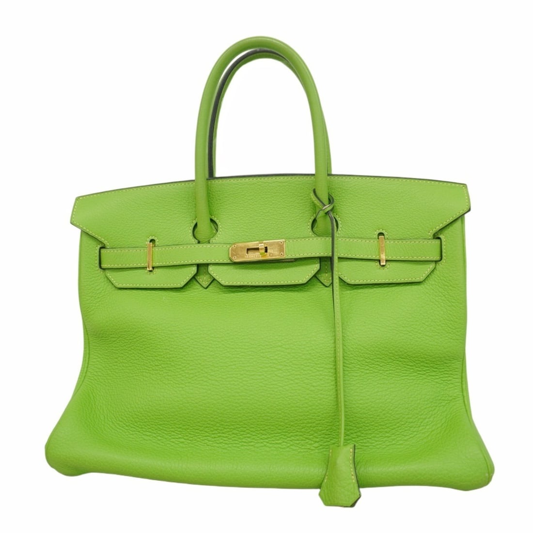 Hermes Hermès Birkin 35 handbag in Taurillon Clemence leather, apple green, H stamp, for women
