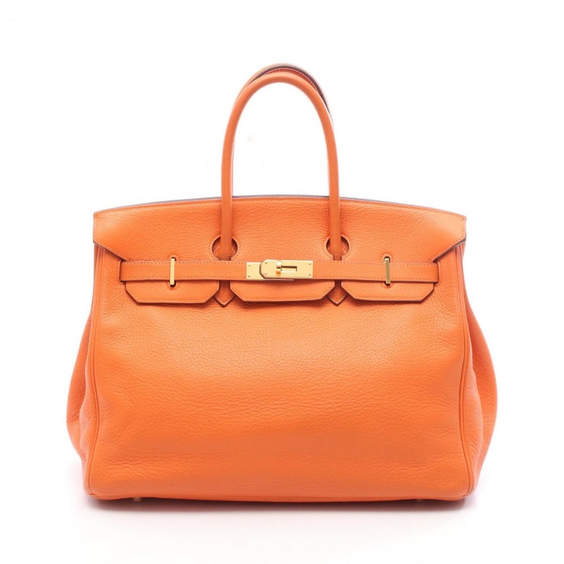 Hermes Hermès Birkin 35 handbag in Taurillon Clemence leather, orange, for women: --- Catalog ---Category: SizeSize (HxWxD): 28cm x 35cm x 18cm / 11.02'' x 13.77'' x 7.08''Category: DesignType: HandbagColor: OrangeGender: WomenMaterial: Taurillon clemence leather Category: GeneralB