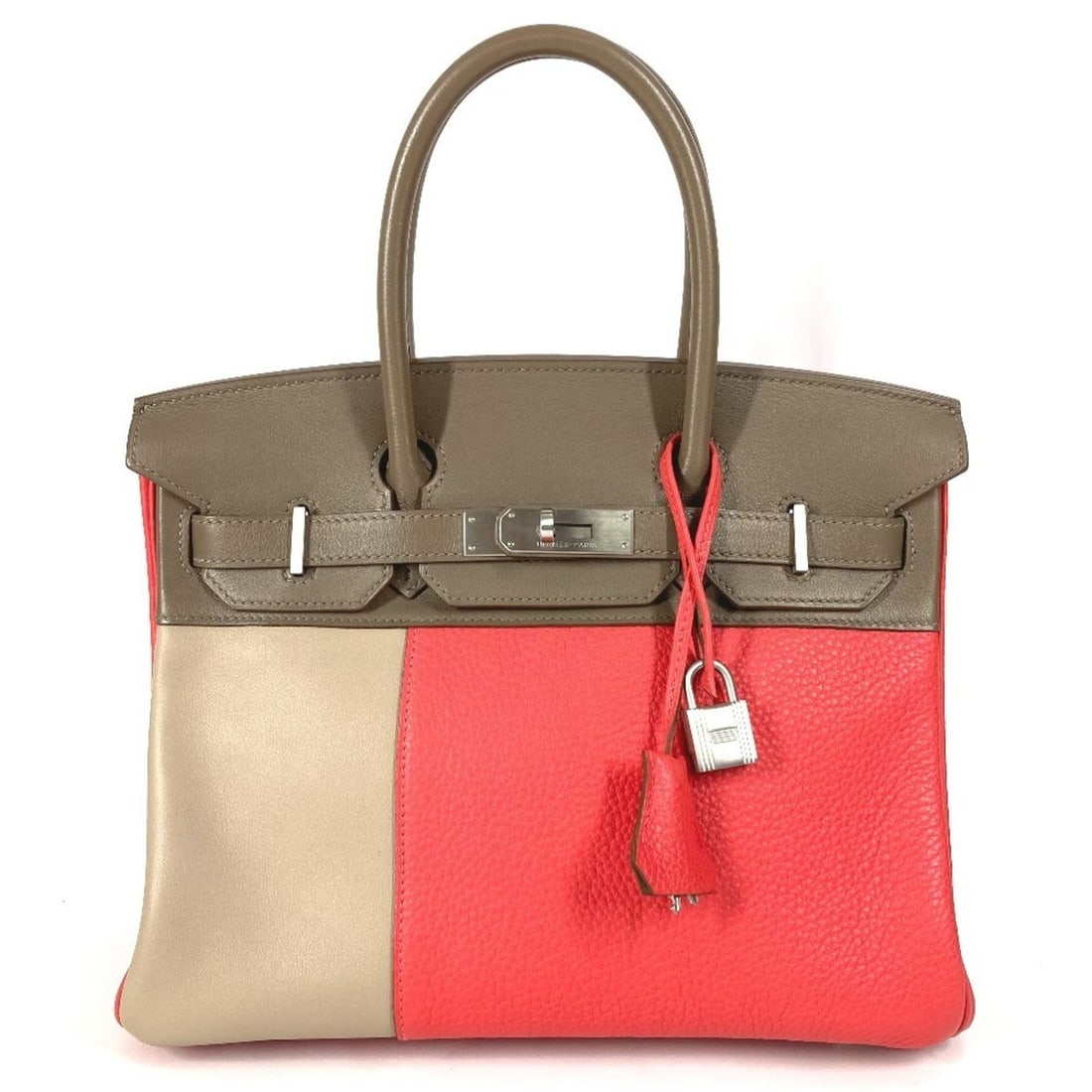 HERMES Birkin 30 Tote Bag Handbag in Taurillon Swift Leather for Men and Women, Etoupe, Argile, Rose