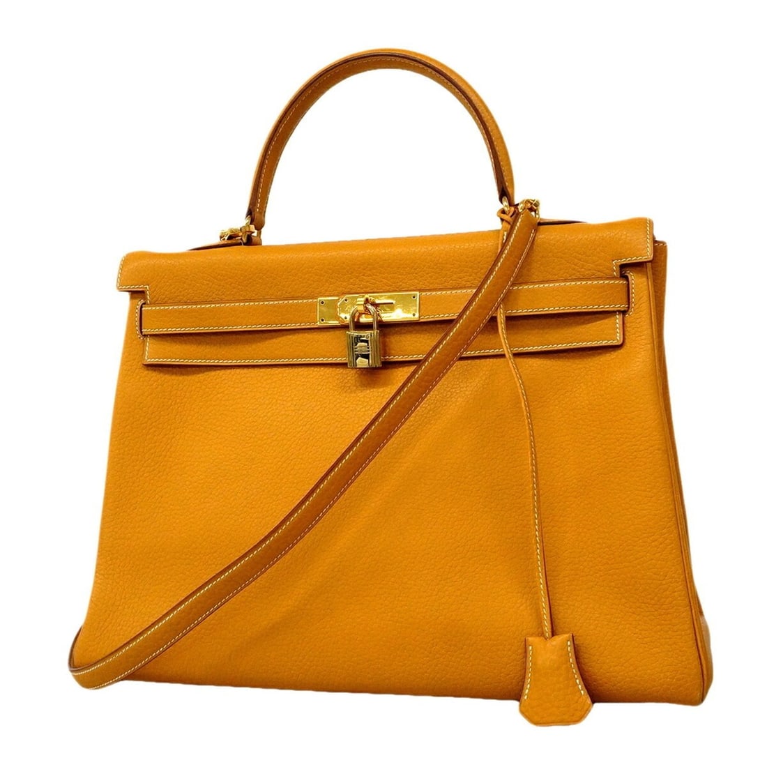 Hermes Kelly 35 Handbag, Ardennes Natural, with X stamp, 2-way bag for women
